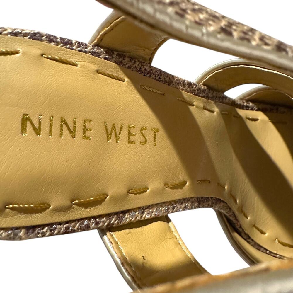 Nine West MISS PRISS Open Toe Ankle Strap Chunky Heel Snake Heels Size 7M - Picture 5 of 8